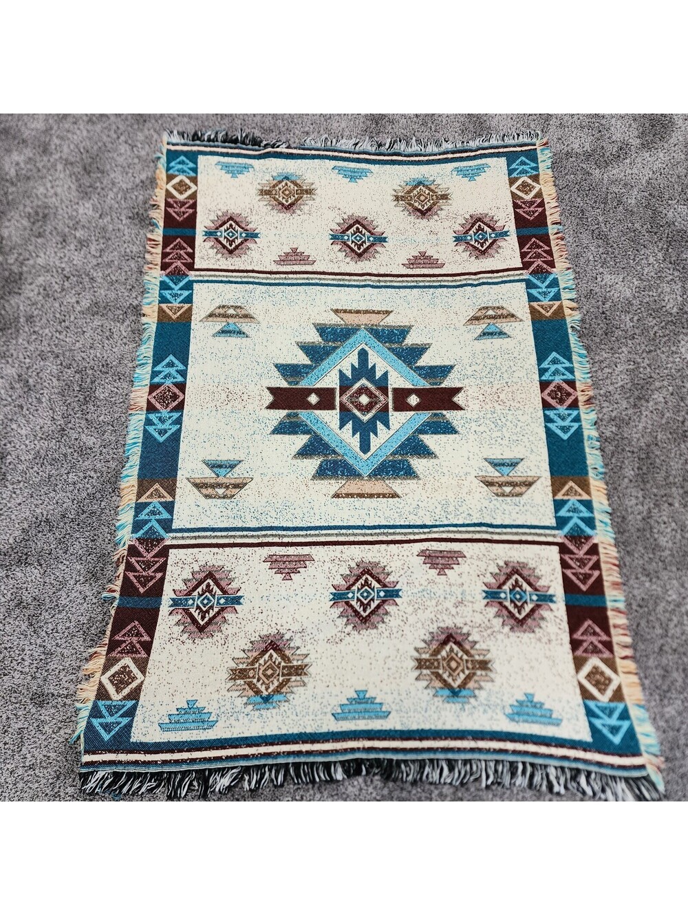 Vintage Southwestern Afghan Throw or Wall Hanging Blanket 46x70 Multicolored